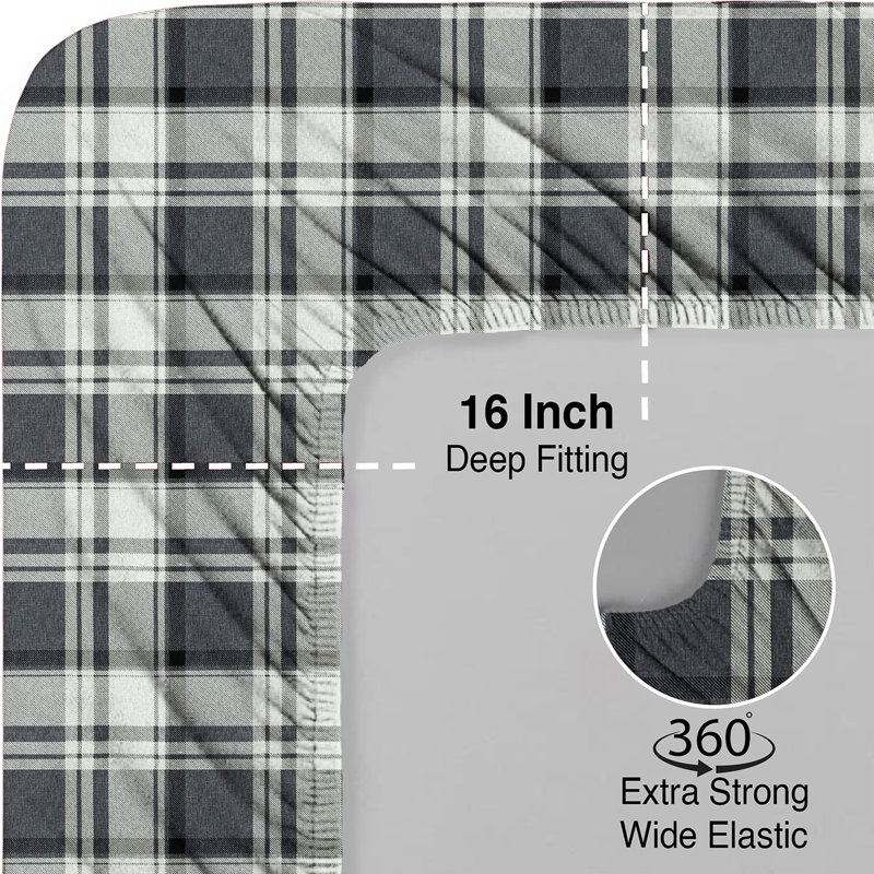 Thread Count Flannel 170 Thread Count Plaid 100 Cotton Flannel Sheet